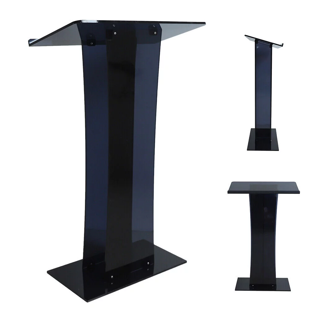 ZhdnBhnos Black Acrylic Podium Podium Stand Clear Podium Lectern Plexiglass Pulpit Presentation Table Reception Stand For Conference School Church
