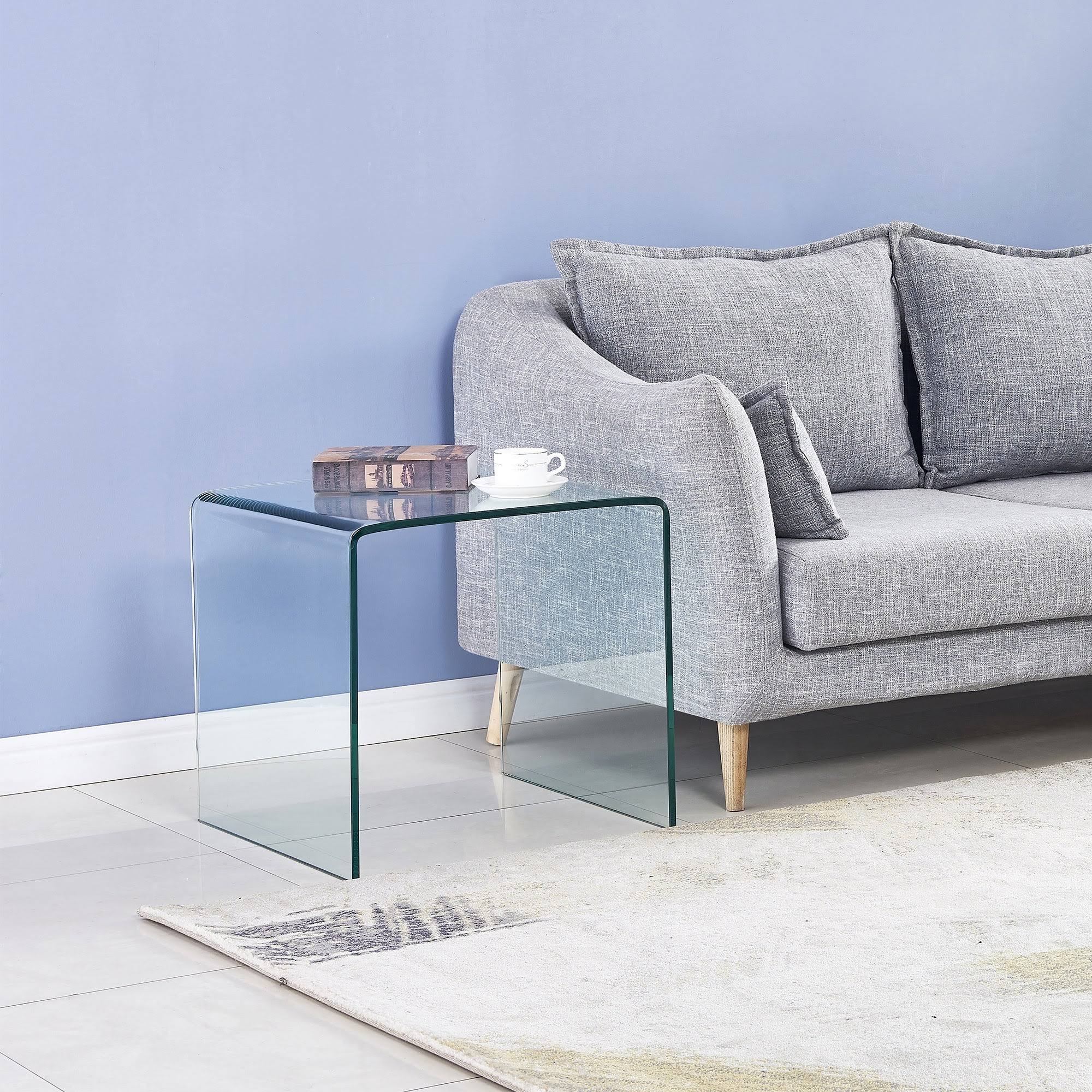Glass Console Table, Transparent Tempered Glass Console Table - 43.3x13.78x29.52 inch