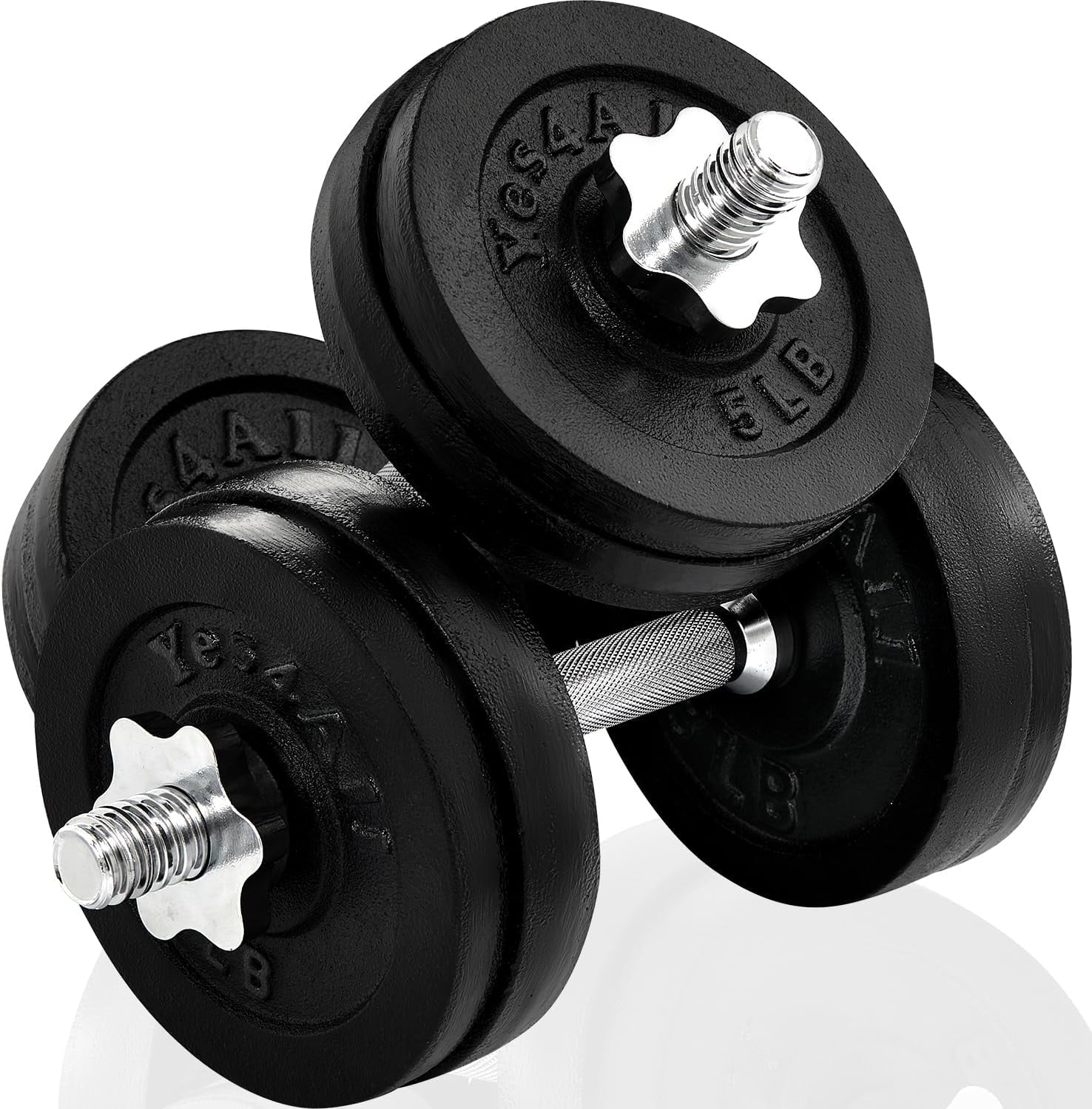 Yes4All 50 lbs Adjustable Dumbbell Weight Set For Home Gym, Cast Iron Dumbbell, Pair