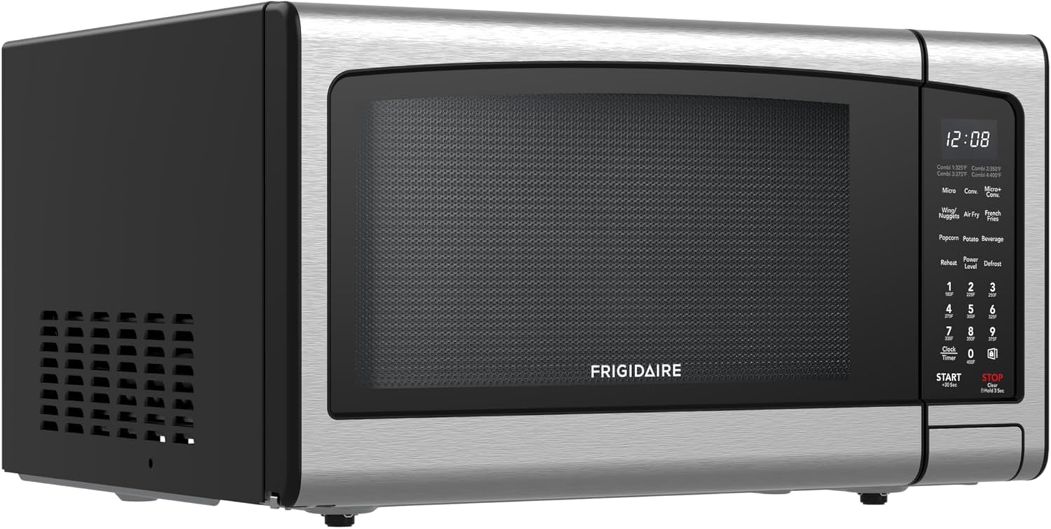 Frigidaire EMW112OAMZ Stainless Steel Microwave Oven, Multi Function, Programmable, 1.1 Cu Ft 1000-Watt, residential kitchen, Stainless
