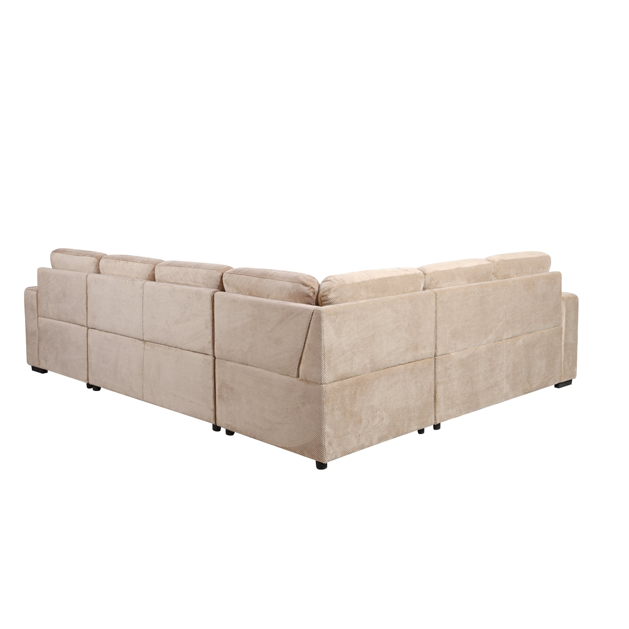 123" Oversized Sectional Sofa with Storage Chaise, U Shaped Sectional Couch with 4 Throw Pillows for Large Space Dorm Apartment. Beige