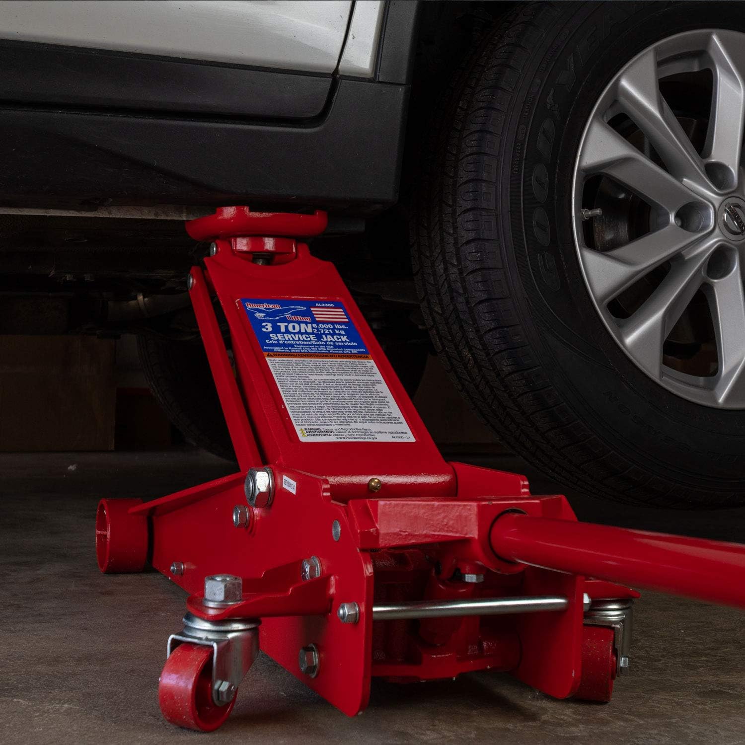 American Lifting AL2300 Floor Jack 3 Ton - Professional Heavy Duty Hydraulic Car Truck SUV Service Jack, Red