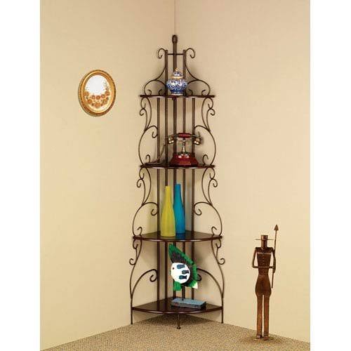 Coaster 4-Shelf Corner Bookcase Cappuccino and Copper
