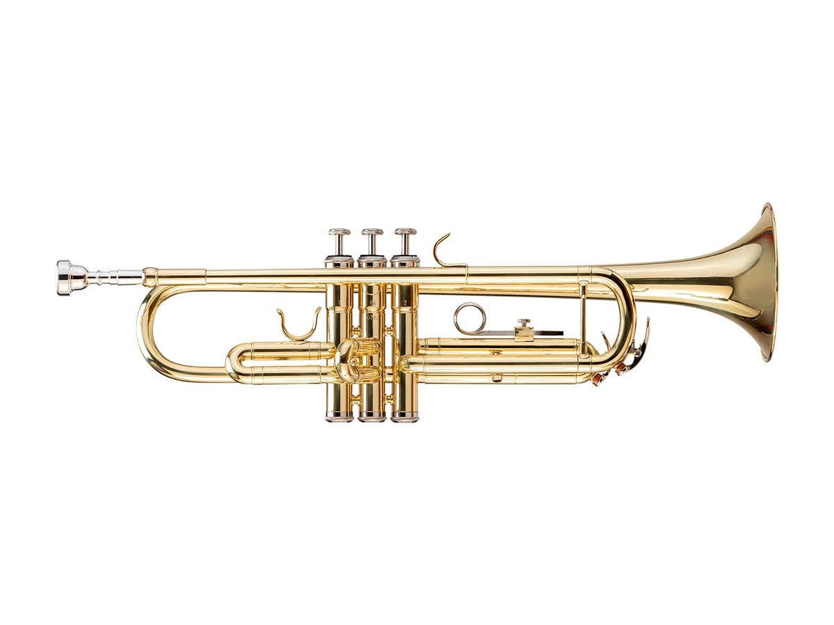 Monoprice Brass Bb Trumpet Outfit with Valve Oil, Music Stand, Trumpet Stand, and Case - Stage Right Sonata
