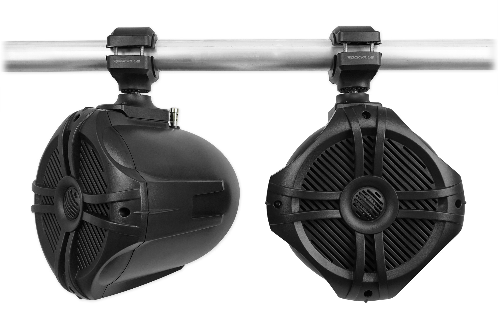 (2) Rockville RWB70B Black 6.5" Marine Wakeboard Swivel Tower Speakers+Amplifier