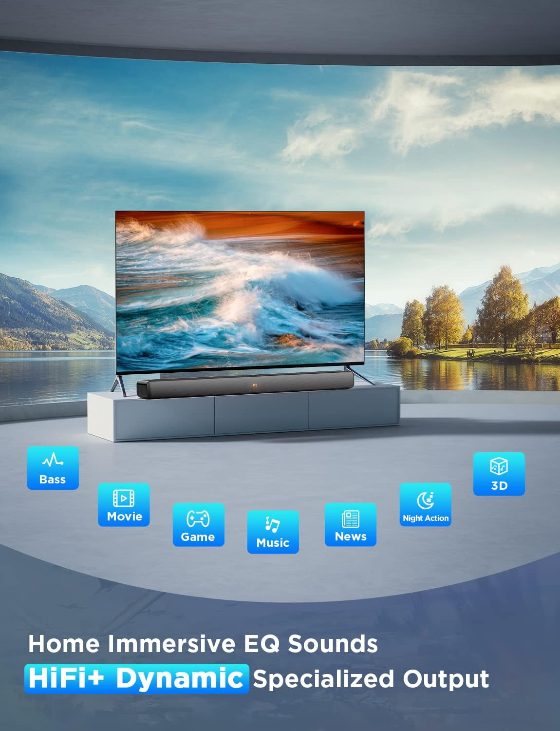 XZJX Direct SoundBars for TV Speaker 100W, 3D Surround Sound, Enhanced Deep Bass 2.0ch, HDMI-ARC & Bluetooth Sound Bars with 9 EQ Mode, CEC Remote, Works 4K HD Smart TV, Optical, AUX, USB Pack of 2