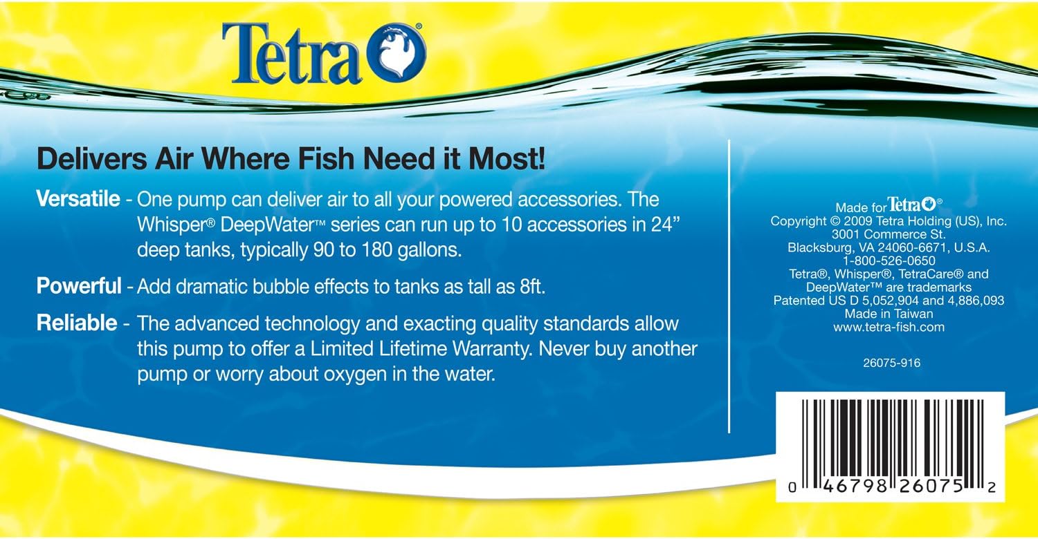 Tetra Whisper AP150 aquarium Air Pump, For Deep Water Applications