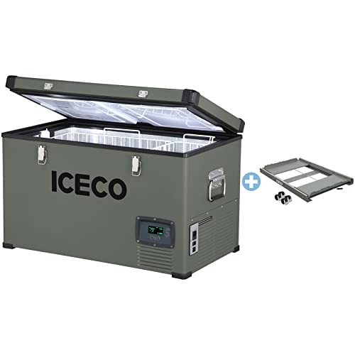 ICECO VL78 Quart Dual Zone Portable Refrigerator, 12 Volt Refrigerator, Portable Freezer with SECOP Compressor, DC 12/24V, AC 110-240V, 0℉ - 50℉, for Outdoor, Camping, & Slide & Cover