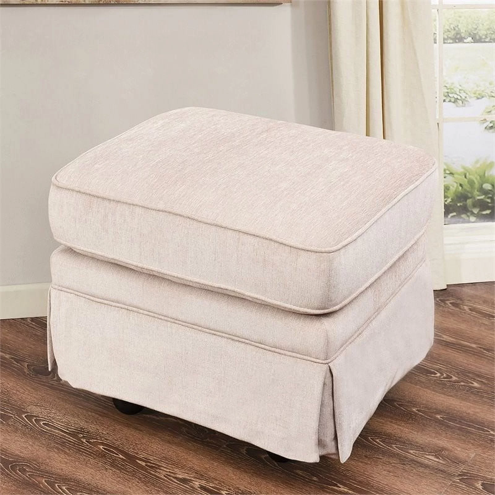 Abbyson Living Chloe Swivel Glider Chair and Ottoman in Cream