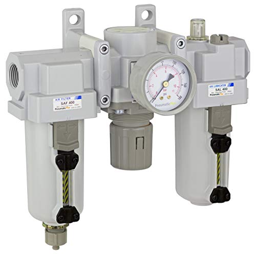 PneumaticPlus SAU400 Series Compressed Air Filter Regulator Lubricator Combo FRL 1/2" NPT
