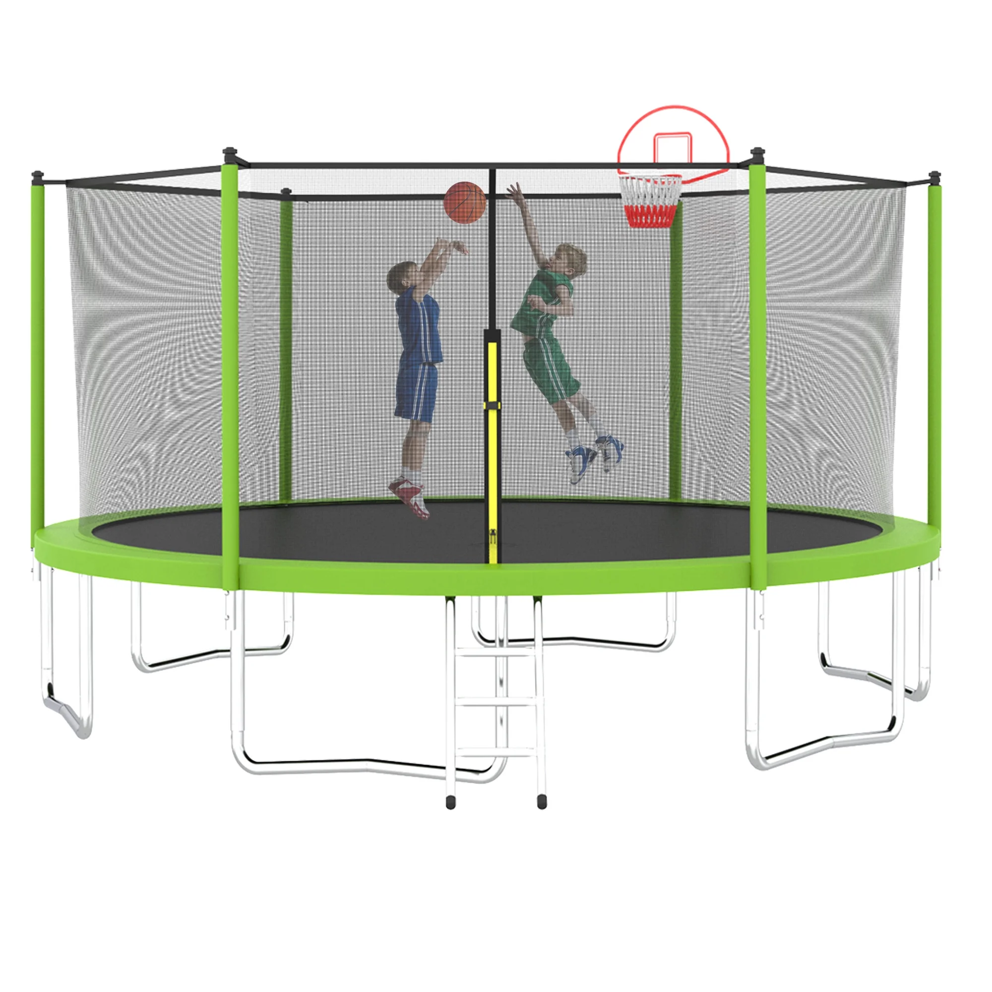 EUROCO 1300LB 15FT Trampoline for Adults and Kids, Trampoline with Enclosure ,Ladder,Basketball Hoop,Heavy Duty Recreational Trampoline Capacity for 7-8 Kids - Curated Treasures Market