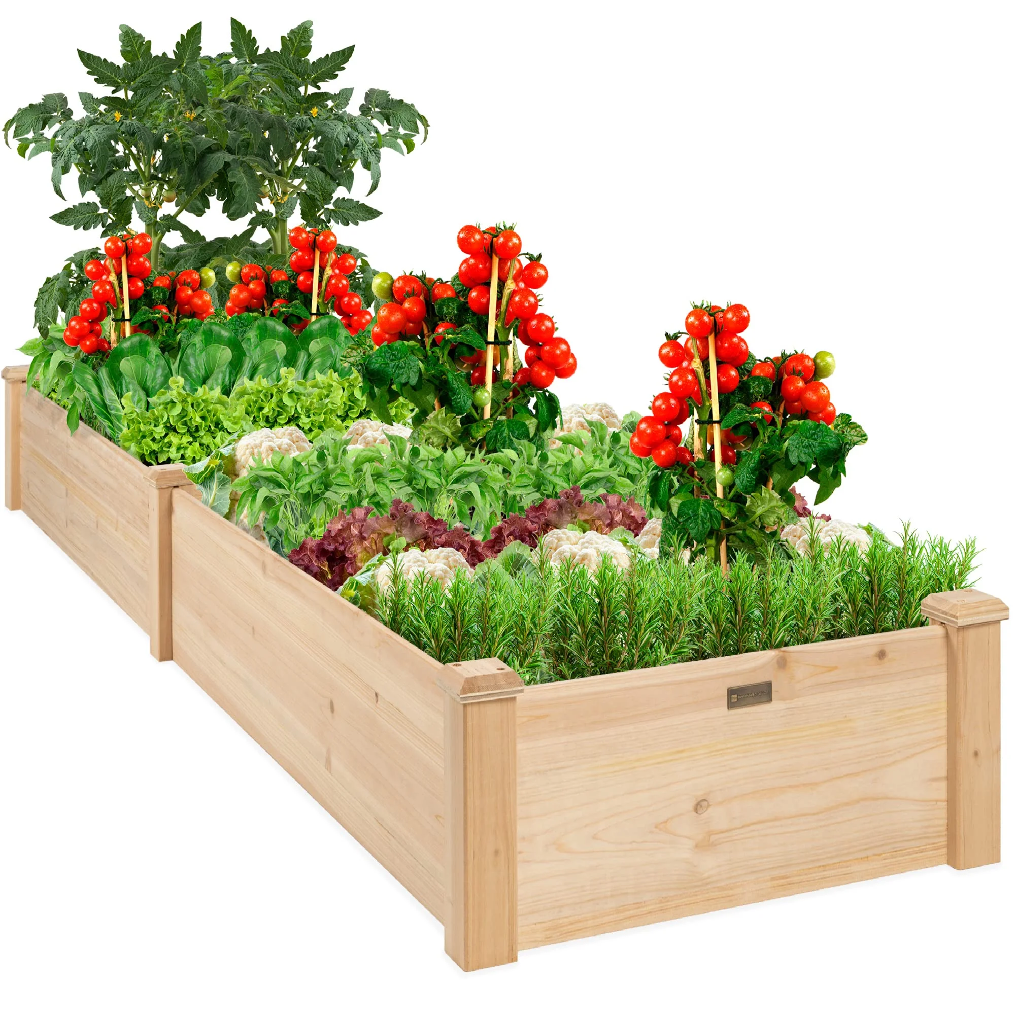 8x2ft Outdoor Wooden Raised Garden Bed Planter for Vegetables, Grass, Lawn, Yard - Natural - Curated Treasures Market
