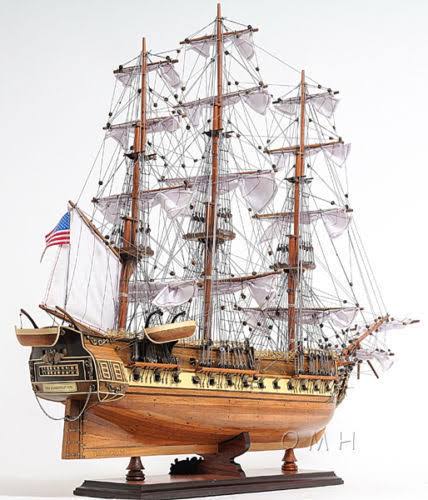 USS Constitution Old Ironsides Tall Ship Assembled 100% Handbuilt Wooden Model