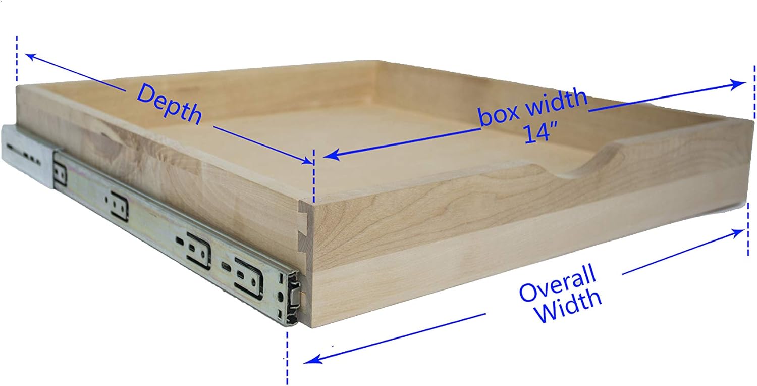 CabinetRTA DIY Slide Out Cabinet Shelf Pull-Out Wood Drawer Storage (W)15 x (D)21, Soft-Close Slide Pack of 2