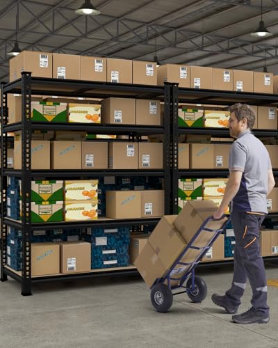 PrimeZone 2 Pack Storage Shelves 48" x 24" x 72" - 5 Tier Heavy Duty Adjustable Garage Storage Shelving, Metal Storage Utility Rack Shelf Unit for Warehouse Pantry Closet Kitchen, Black