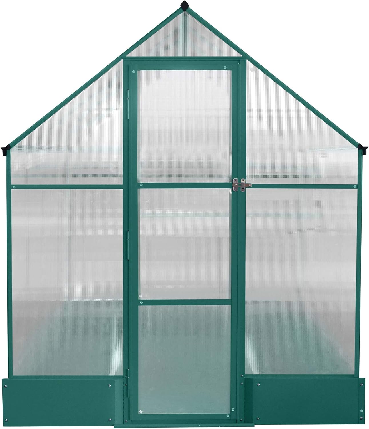 Hanover HANGRNHSP8X6-GRN 8 x 6-Ft. Polycarbonate Walk-in Greenhouse, Natural/Silver
