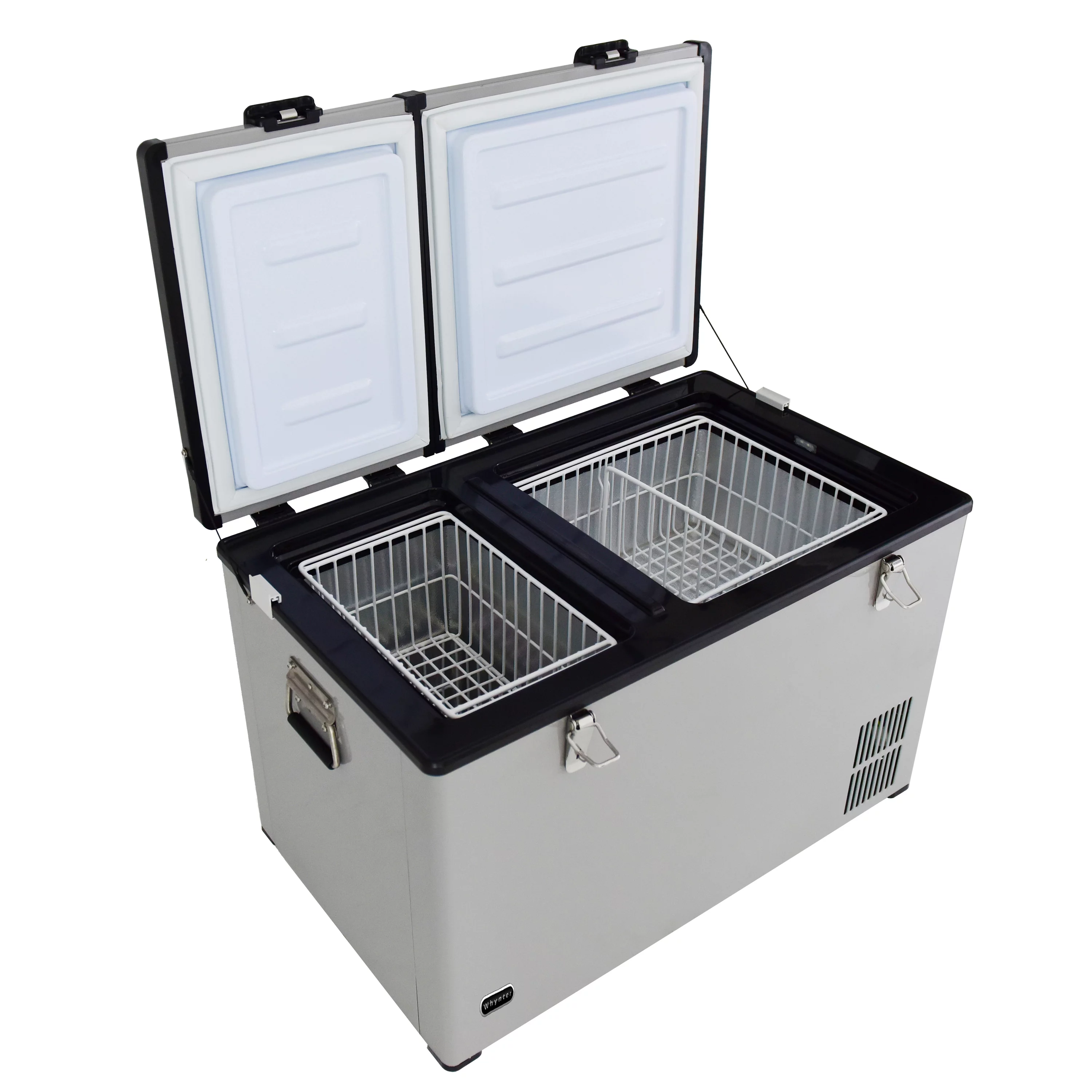 Whynter 90 Quart Dual Zone Portable Fridge/ Freezer with 12v Option and Wheels