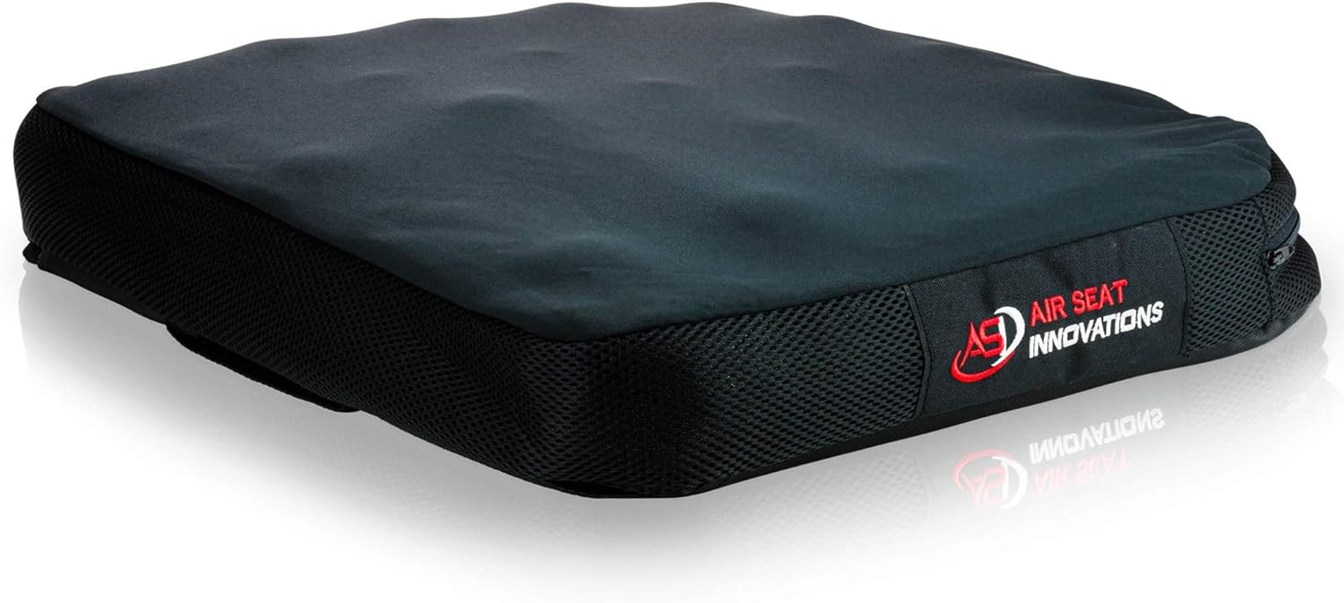 Air Seat Innovations Seat Cushion: Office Chair, Wheelchair, Car or Truck Driver Seat Pad - Lower Back, Coccyx and Sciatica Pain Relief, 18” x 16”