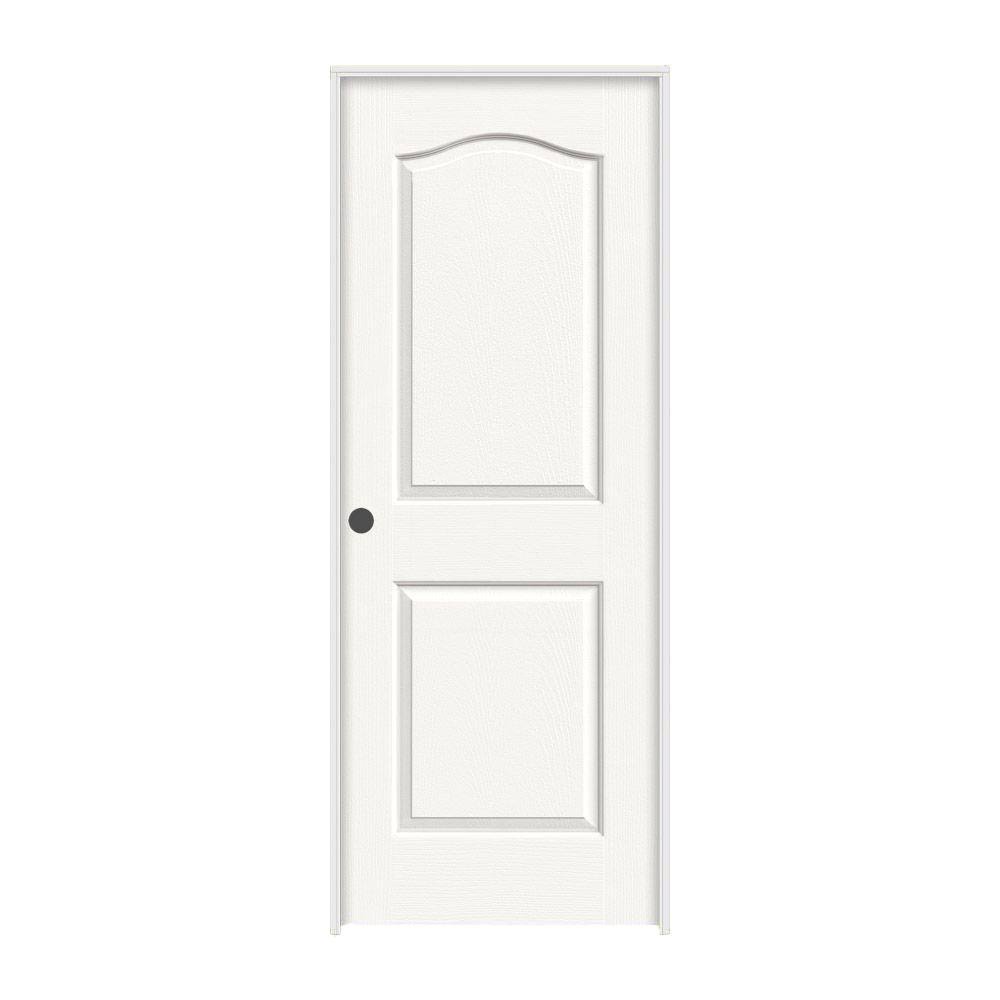 JELD-WEN 36 in. x 80 in. Camden White Painted Right-Hand Textured Solid Core Molded Composite MDF Single Prehung Interior Door