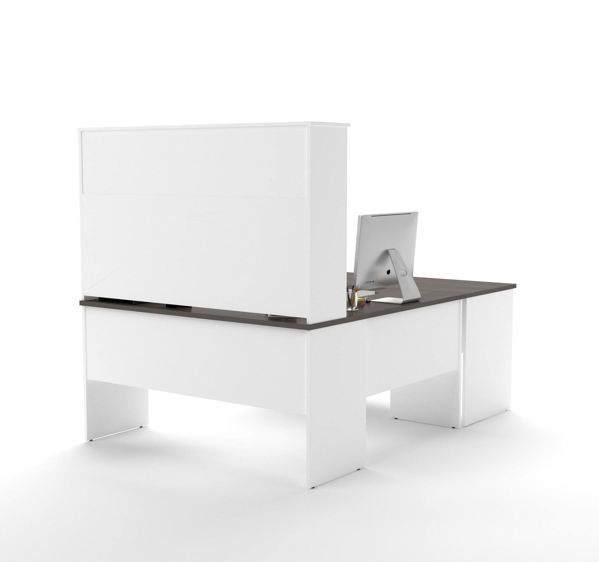 Bestar 92850-52 Innova U-Shaped Workstation in White and Antigua