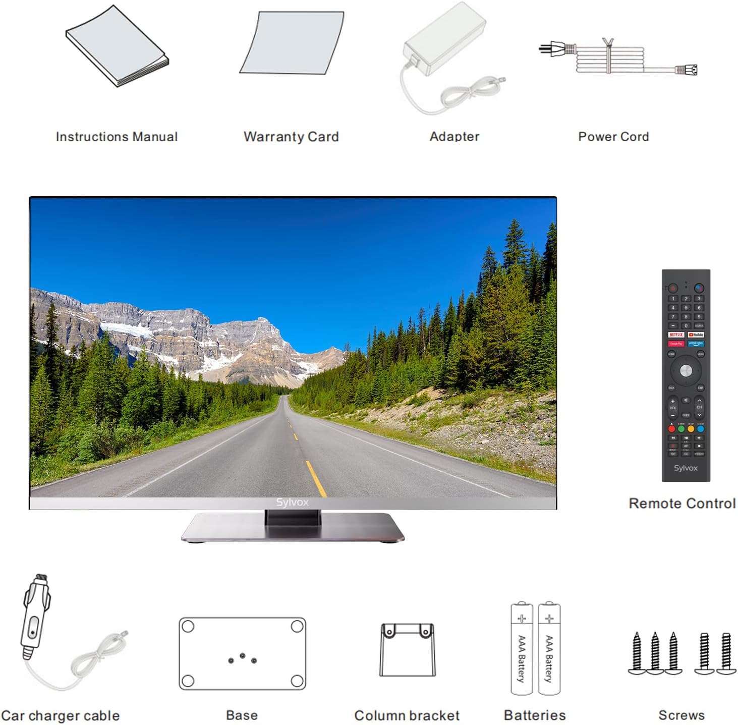 SYLVOX RV TV, 32 inches 12/24V TV for RV 1080P Full HD Smart TV, Built-in APP Store, Support WiFi Bluetooth, Small Android TV for Car Home Camper Truck Boat(Limo Series, 2023)