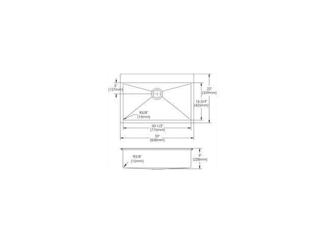 Elkay ECTSRS33229BGFR2 Crosstown Universal Mount 33 in. x 22 in. Single Basin Kitchen Sink (Stainless Steel)