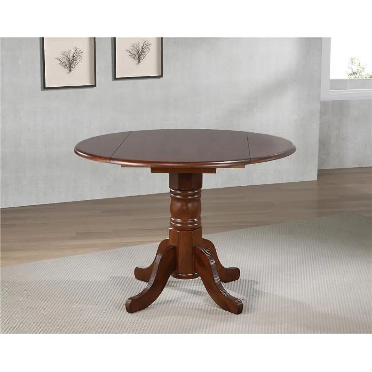 Round Drop Leaf Dining Table in Chestnut