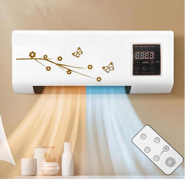 Wall Mounted Mini Mini Air Conditioner,2 in 1 Wall Mounted Air Fan Cooler and Heater Combo with Remote Control,2000W Portable Wall Mounted Ac and Heater Combo for Bathroom, Bedroom, School, Office