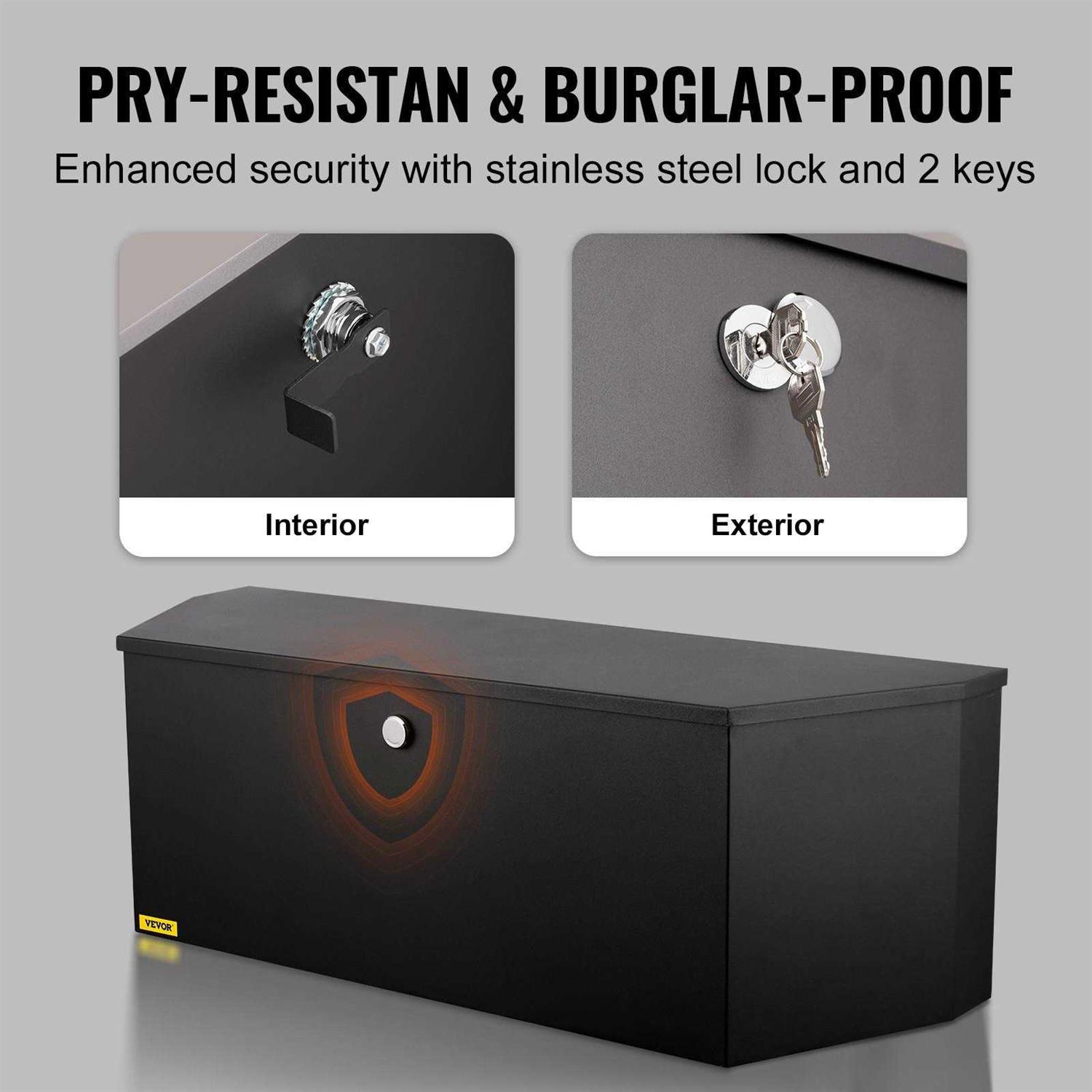 VEVOR Trailer Tongue Box, Carbon Steel Tongue Box Tool Chest, Heavy Duty Trailer Box Storage with Lock and Keys - Shop Hardware Tools Online Store