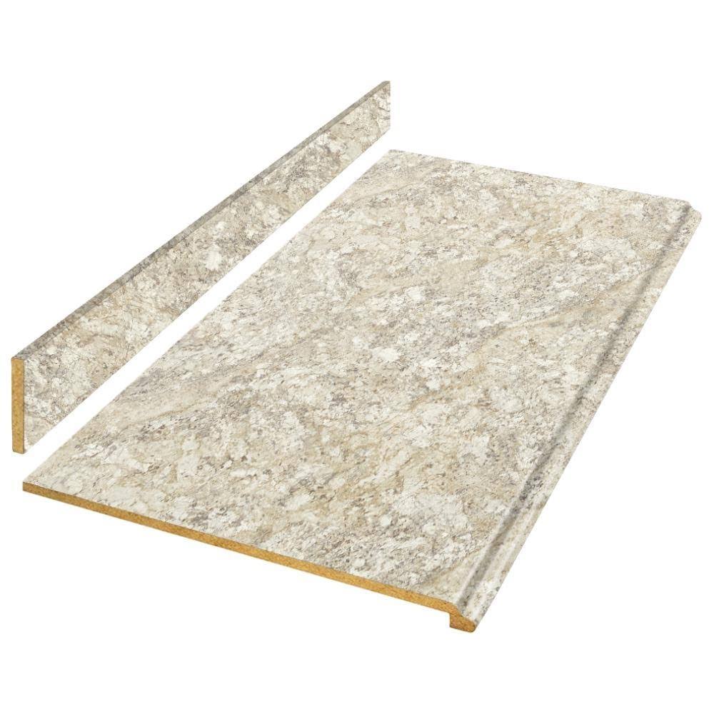 Hampton Bay 4 ft. Beige Laminate Countertop Kit with Full Wrap Ogee Edge in Spring Carnival Granite