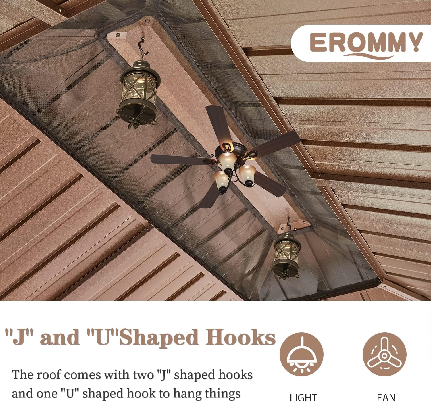 EROMMY Hardtop Gazebo Galvanized Steel Outdoor Gazebo Canopy Double Vented Roof Pergolas Aluminum Frame with Netting and Curtains for Garden,Patio,Lawns,Parties (10'x 13')