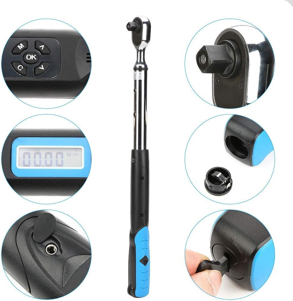 Electronic Ratchet Wrench 135N.m 1/2'' High Accuracy Torsion Bidirectional Ratchet Head Electronic Digital Wrench Compatible with Testing Institutions Home Appliances