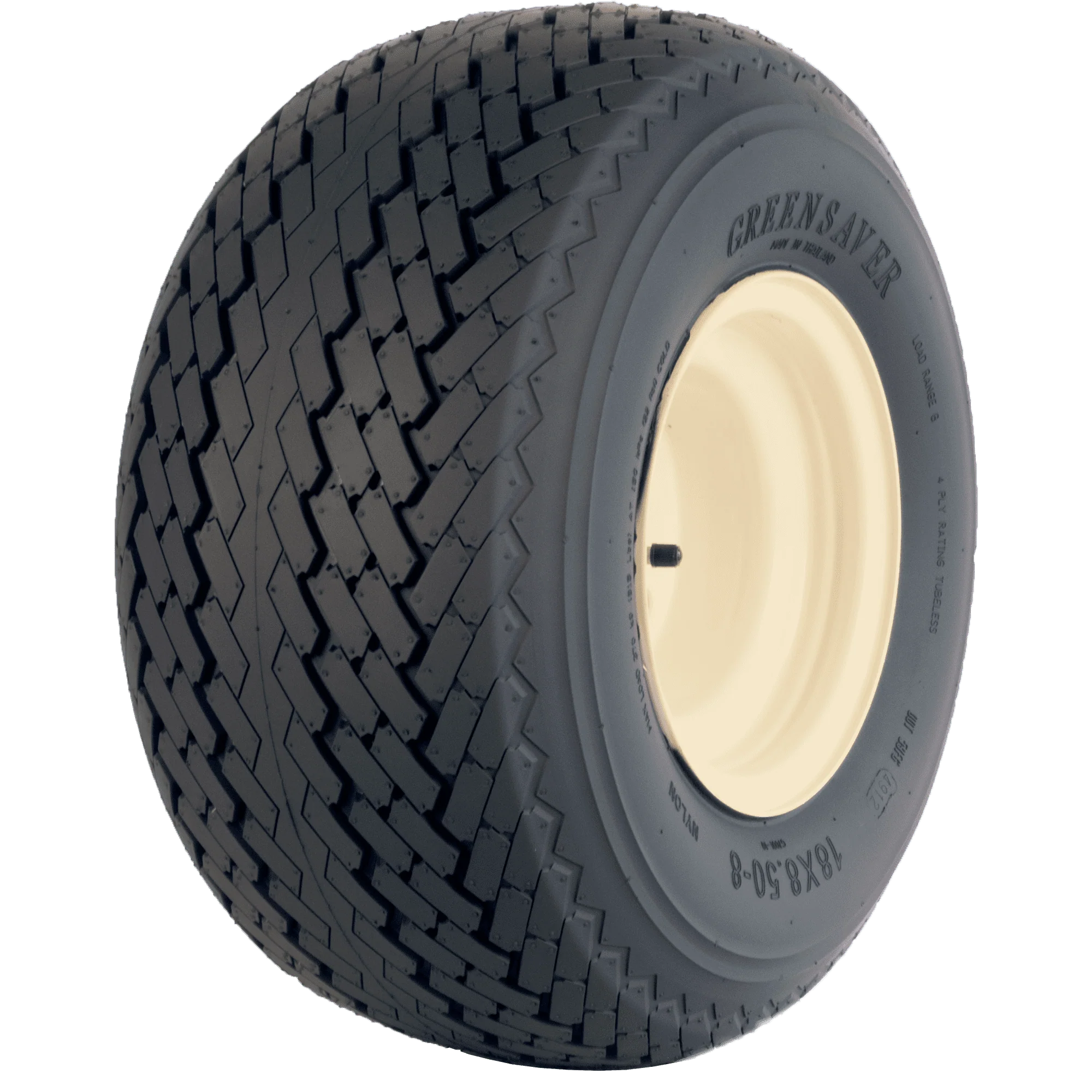 Greenball Greensaver 18X8.50-8 4 PR Golf Cart Tire and Wheel 4 lug Almond Color Wheel