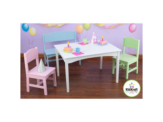 Kidkraft Nantucket Pastel Table with Bench and 2 Chairs