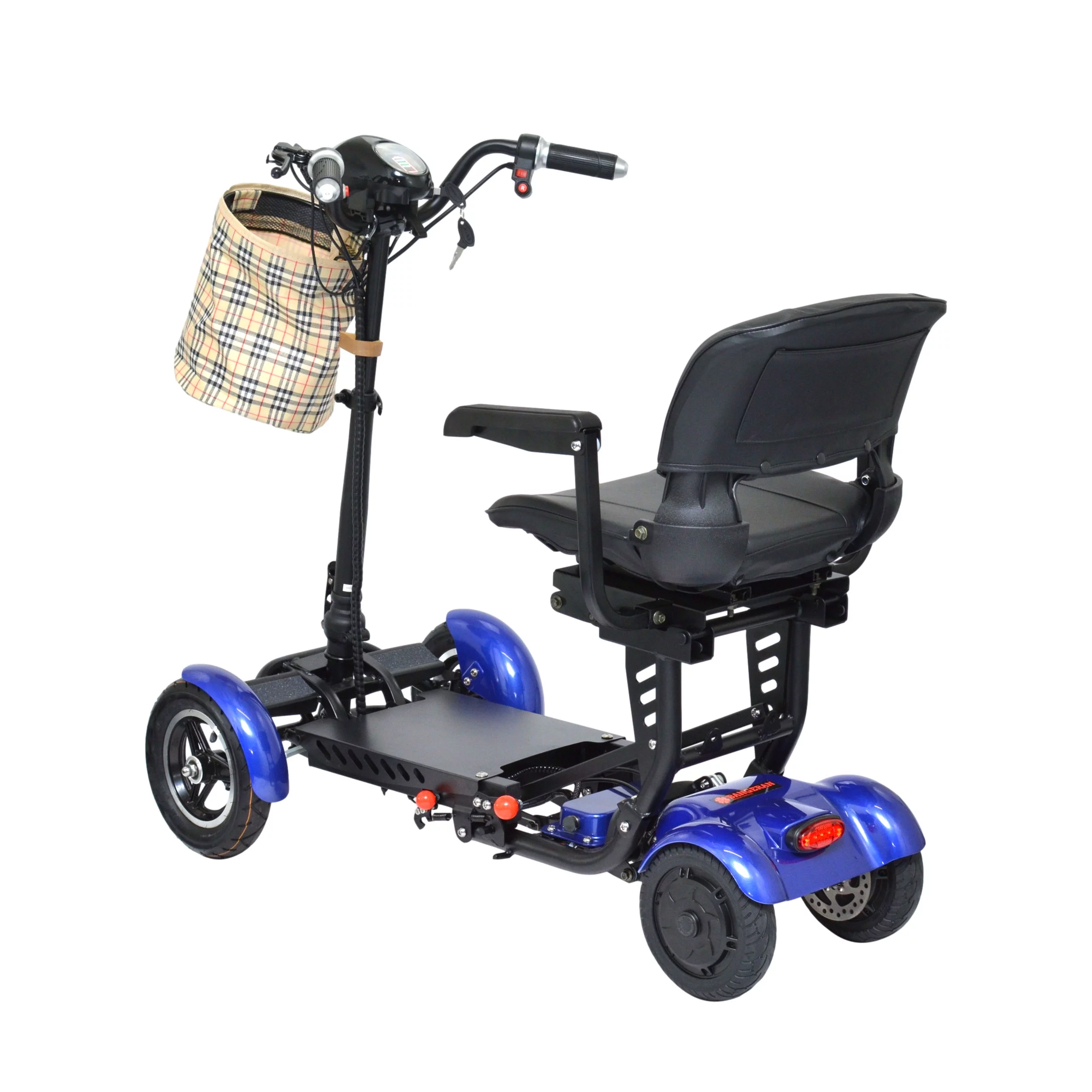 Bangeran Electric Mobility Scooter, 4 Wheel Foldable Portable, Up to 12 Miles - Blue