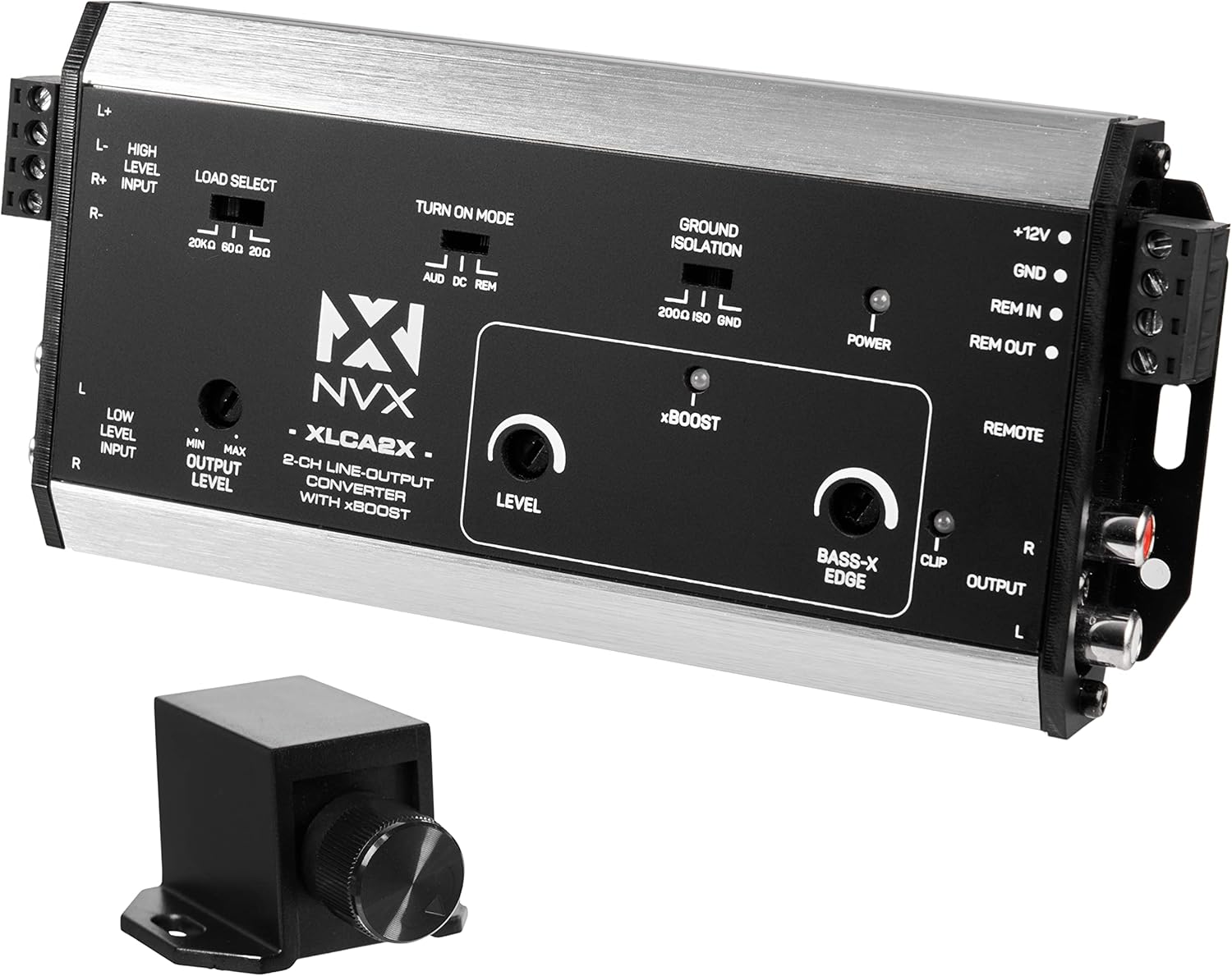 NVX XLCA2X X-Series PRO 2-Channel Line Out Converter Digital Bass Enhancer with xBOOST, Impedance Matching, and Remote Level Control