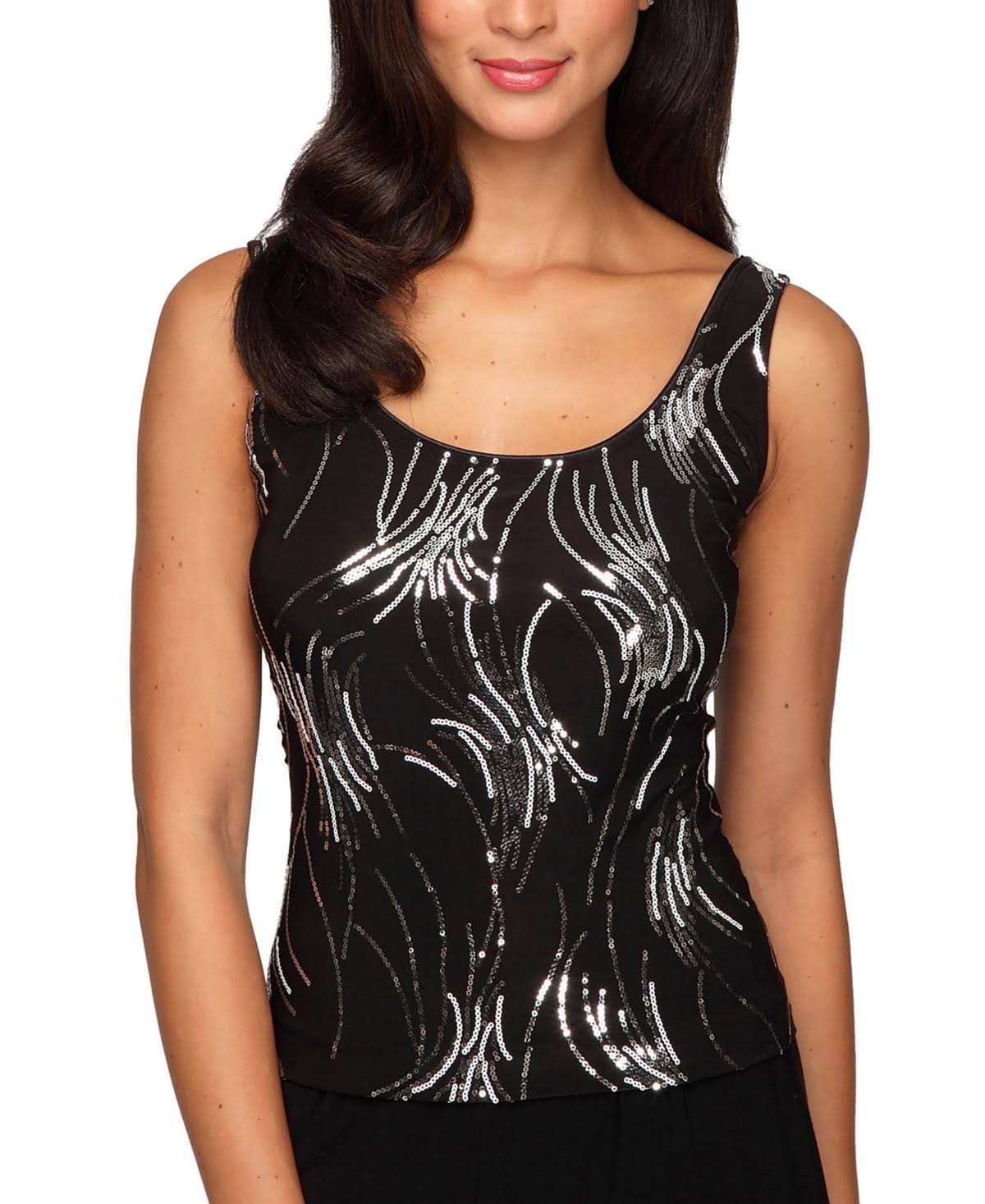 Alex Evenings Sequin Mandarin Collar Twinset