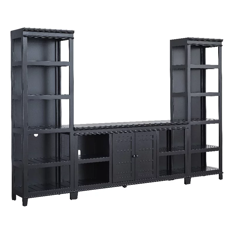 Progressive Furniture Reagan Wood Wall Unit w/66" TV Media Console Raven Black