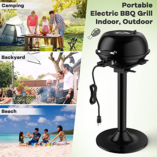 Giantex Electric BBQ Grill - 1600 Watts Portable Standing Grill with Removable Non-Stick Grilling Rack, Adjustable Temperature, Indoor & Outdoor Grill for Picnic Party, Camping