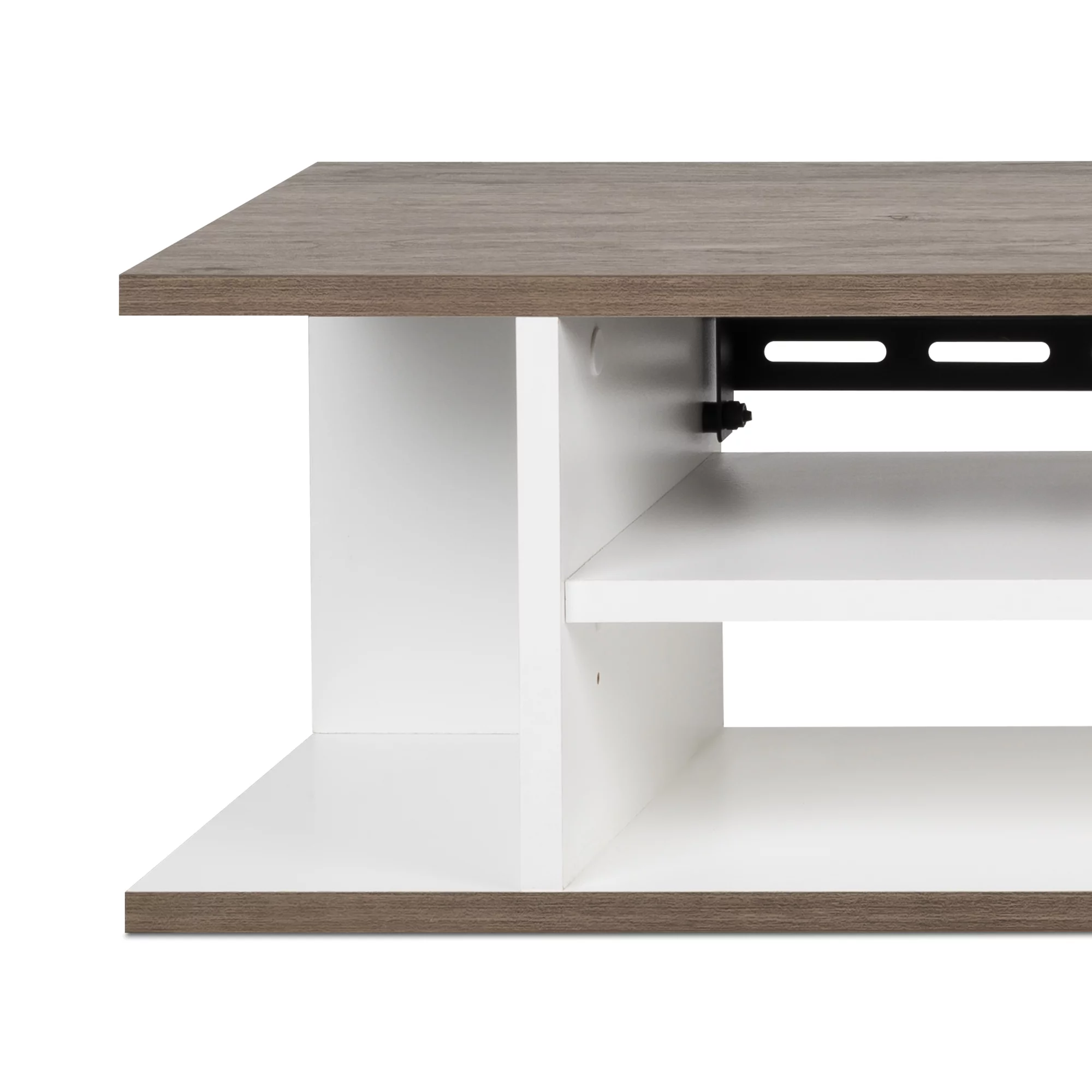 Prepac Wall Mounted Media Console with Door, White and Drifted Gray