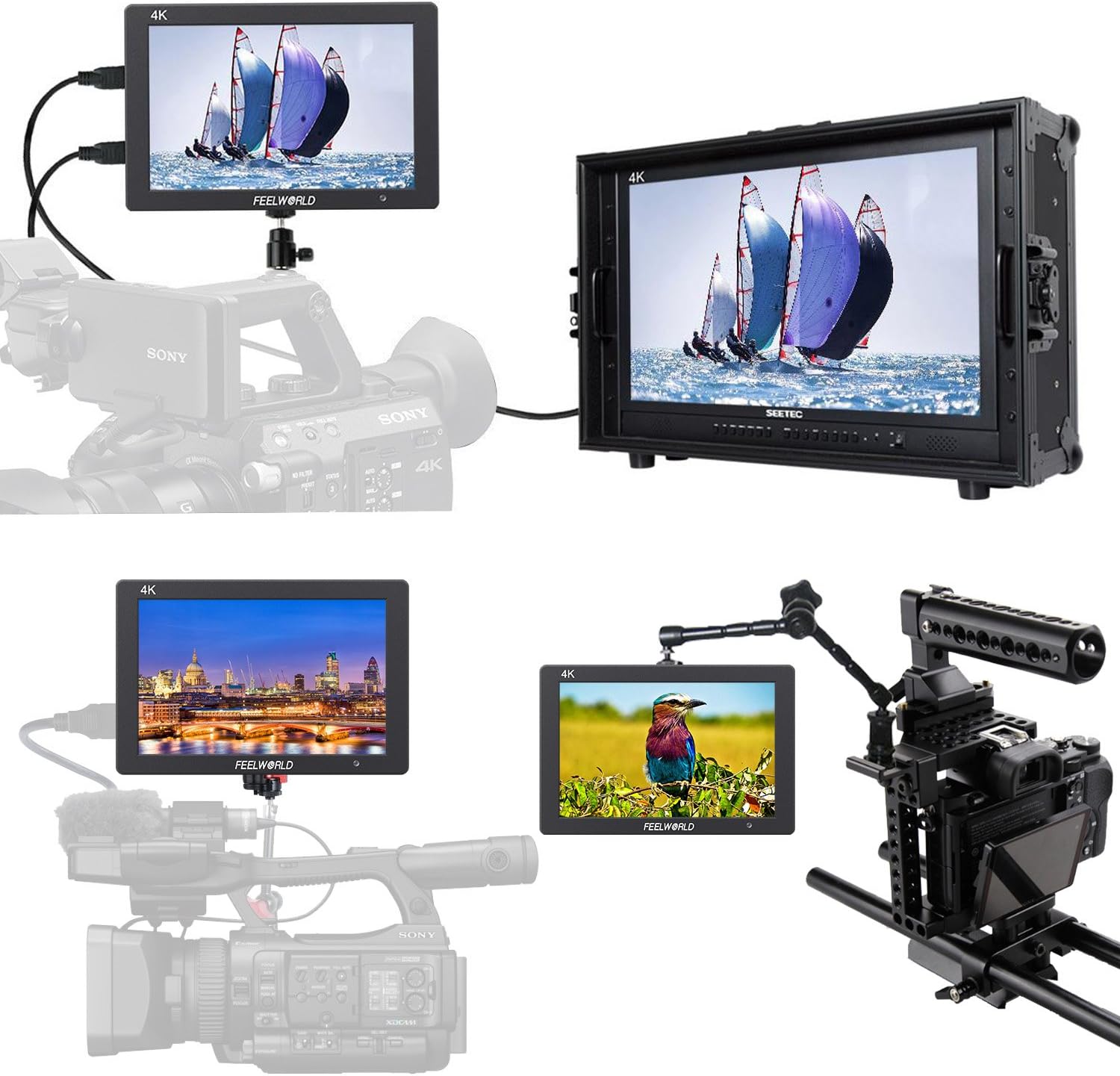 Feelworld T7 7 Camera Field Monitor 4K HDMI Imput Output 1920x1200 IPS Full HD Solid Aluminum Housing DSLR Video Assist with Peaking Focus False Colors (with Battery and Charger)