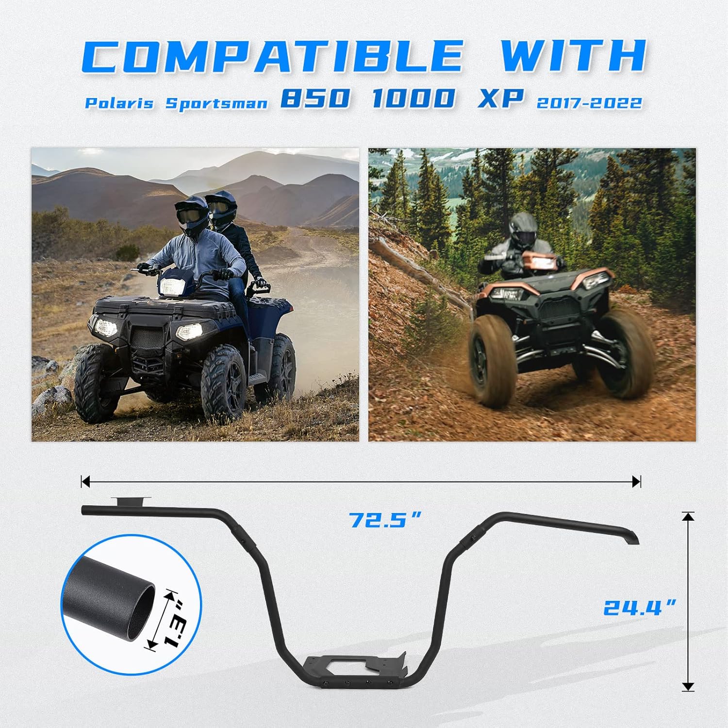 ATV Body Armor Compatible with Polaris Sportsman 850 1000 XP 2017-2022, kemimoto Side Bumper Protection Frame Ultimate Body Armor, Left & Right, Accessories Replacement 2882090