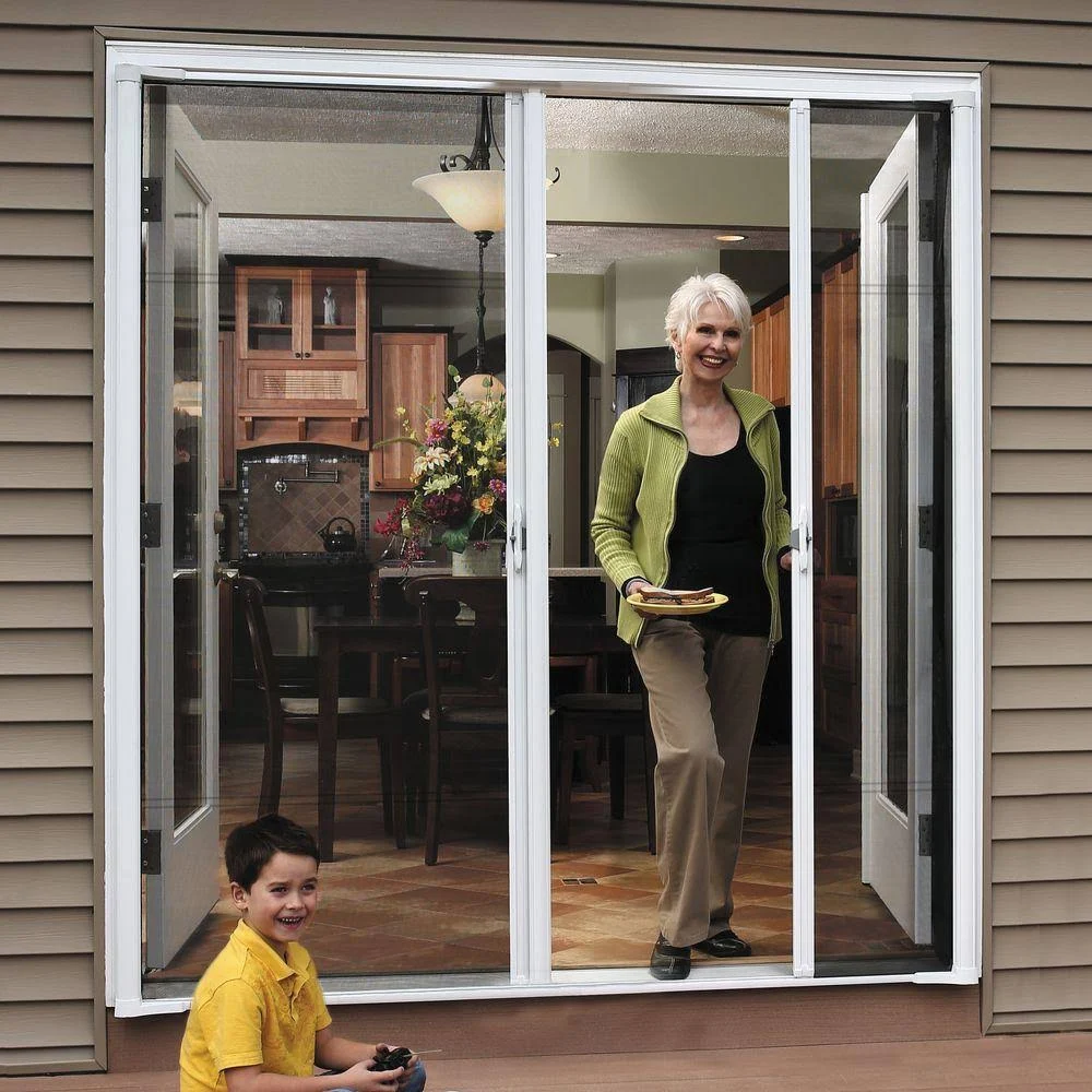 Larson 72 in. x 80 in. Brisa Brown Standard Height Double Door Kit Retractable Screen Door