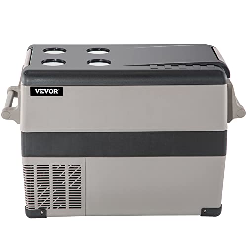 VEVOR 12 Volt Refrigerator, Dual Zone Car Fridge Freezer w/App Control & Wheels 12/24V DC & 110-240V AC Electric Compressor Cooler for Truck Vehicle RV Boat Outdoor & Home Use, -4℉-68℉ Black