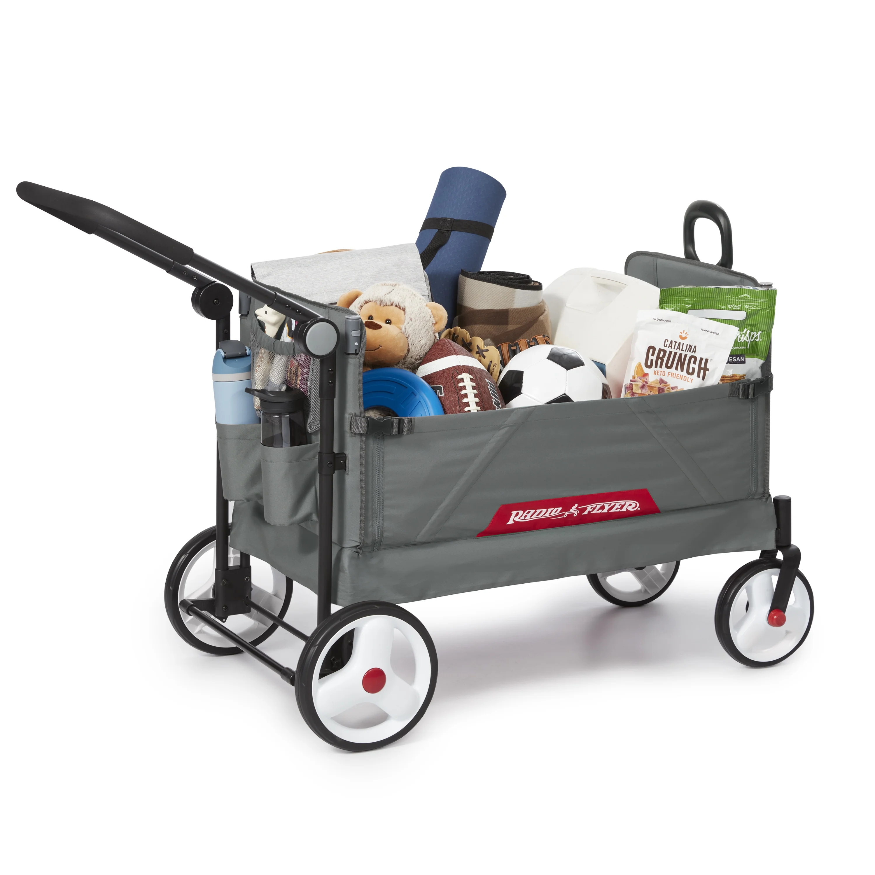 Radio Flyer Compass Stroll ‘N Wagon®, Gray Push and Pull Folding Fabric Wagon, for Kids 1 Year and up