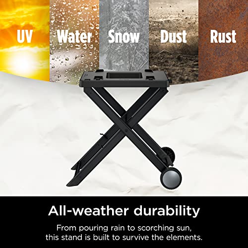 Ninja XSKUNSTAND Outdoor Stand, Woodfire Products, Adjustable Height, Utensil-Holder, Side Table-Compatible, Weather-Resistant, Black, 26" x 34" x 34