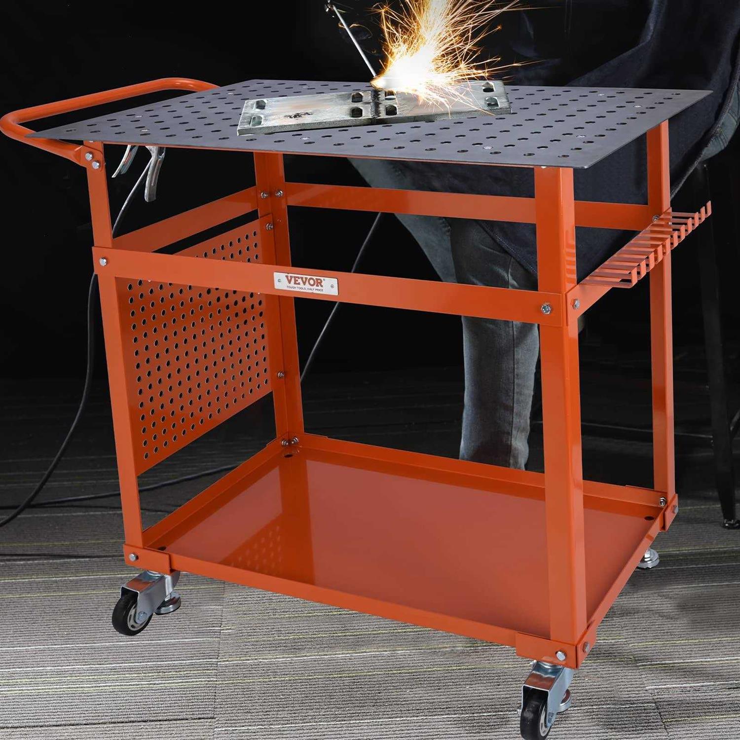 VEVOR Welding Table 36'' x 24'' 600lbs Load Capacity Steel Welding Workbench Table on Wheels - Shop Hardware Tools Online Store