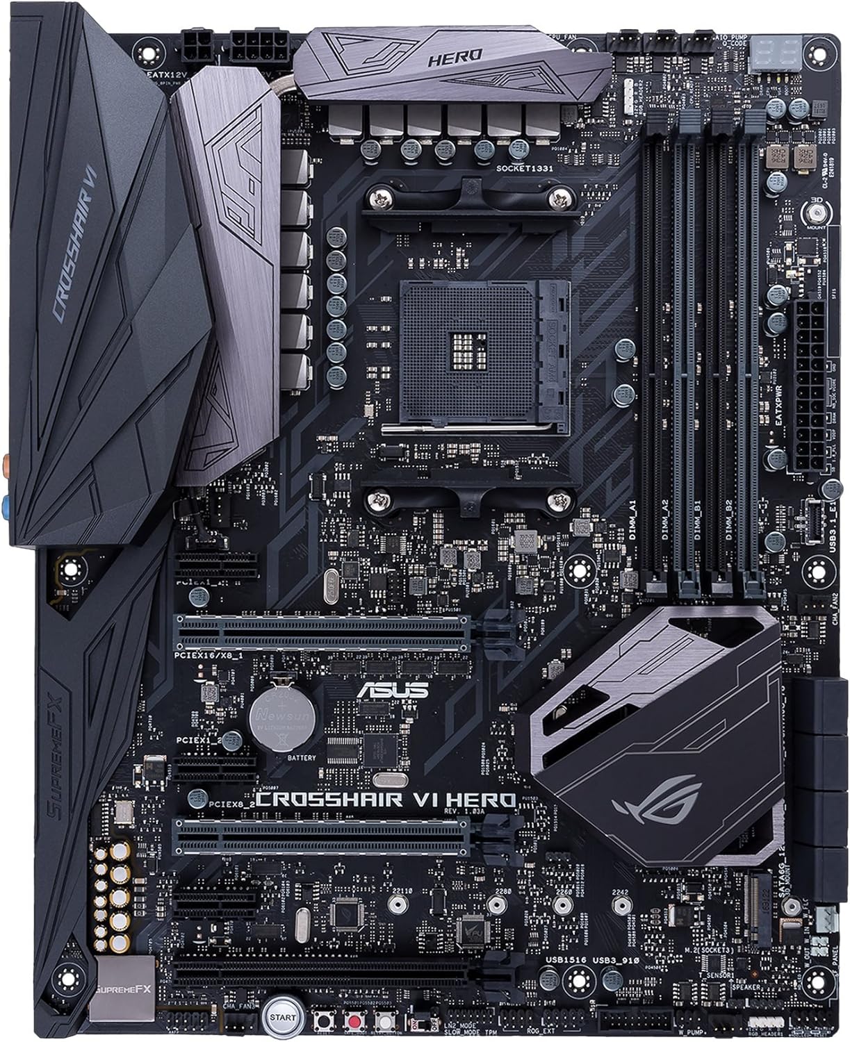 Asus ROG Crosshair VI Hero AMD Ryzen AM4 DDR4 M.2 USB 3.1 ATX X370 Motherboard with Aura Sync RGB Lighting