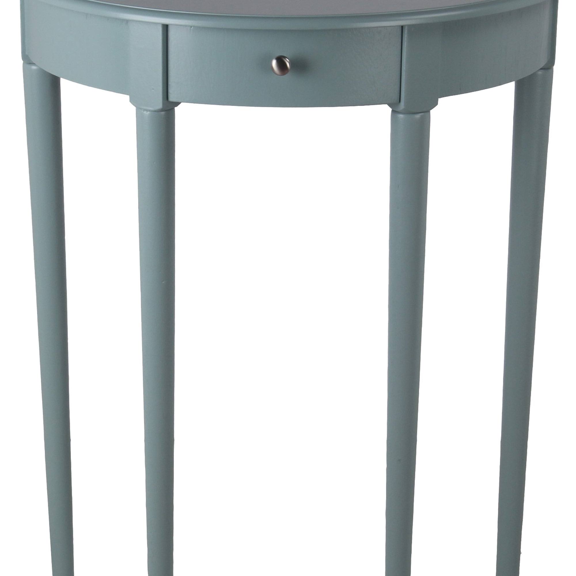 1 Drawer Half Moon Console Table with Round Legs, Small - Sage Blue