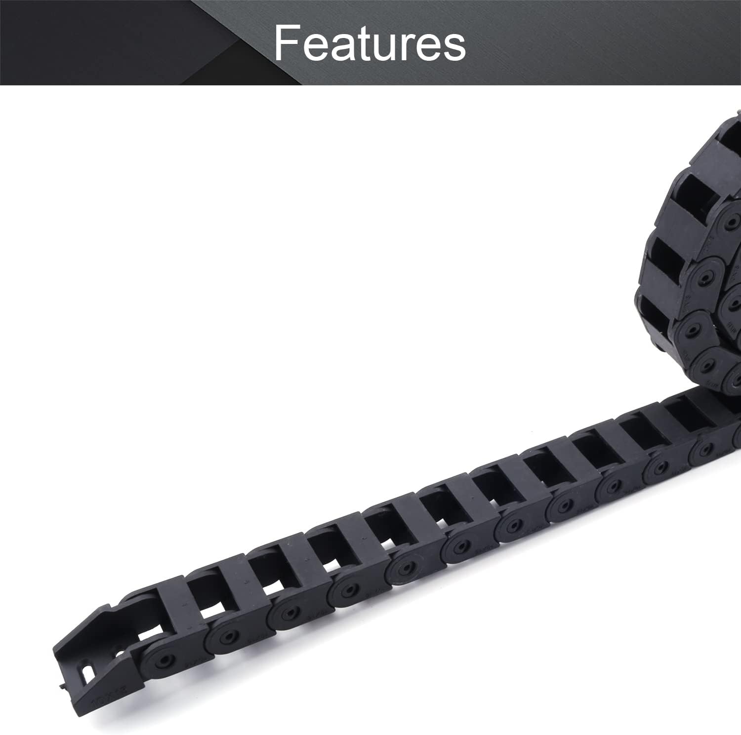 Fielect Drag Chain Cable Carrier Open Type with End Connectors R100 35X100mm 1 Meter Plastic for Electrical CNC Router Machines Black 1Pcs